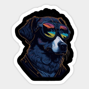 Vintage dog with funny Glasses Sticker